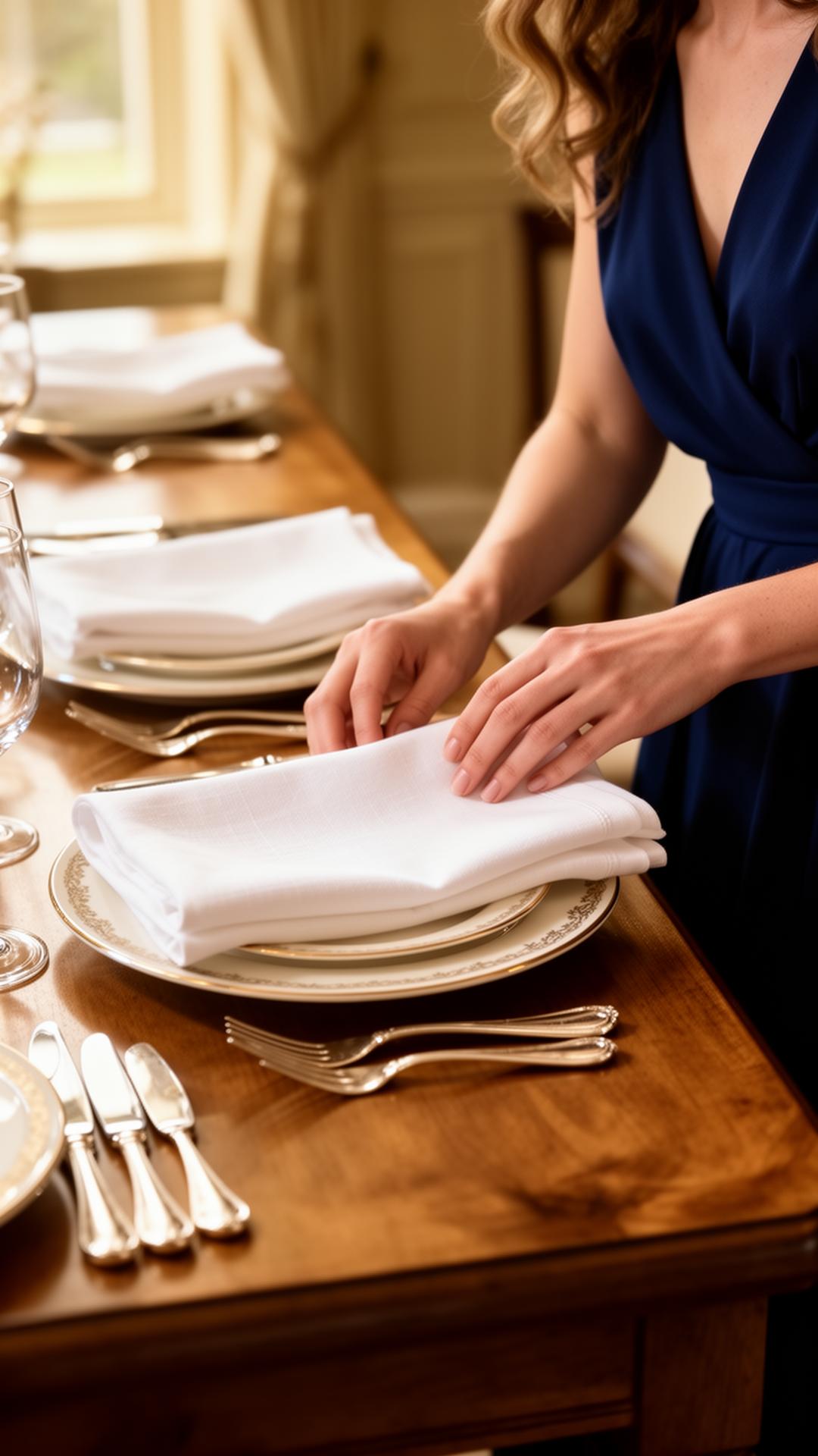 Place setting being prepared
